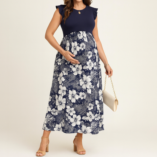 2 TONE DRESS - MATERNITY AND POSTPARTUM